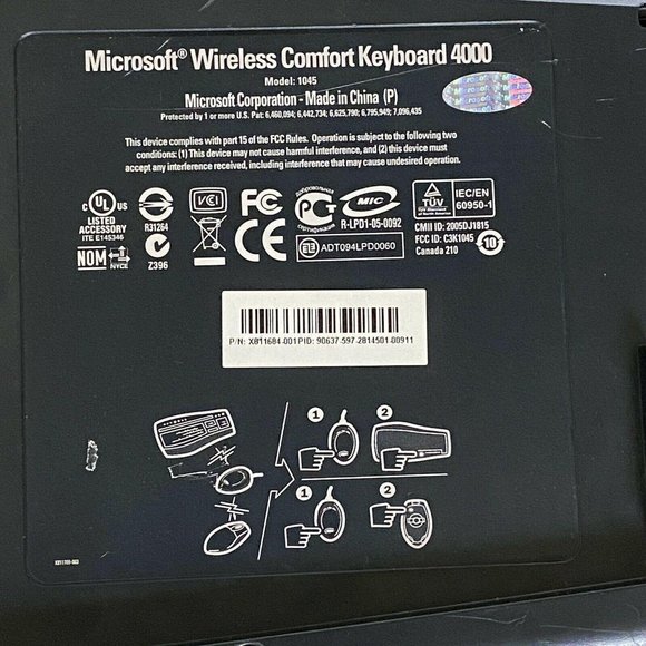 Microsoft Wireless Comfort Keyboard Model 1045 with Receiver EUC Tested Clean - Picture 4 of 5